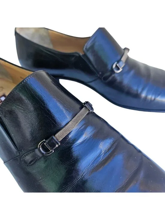 Star Artioli Vintage Handmade Italy Black Leather Horsebit Mens Loafers 9D - Picture 4 of 15